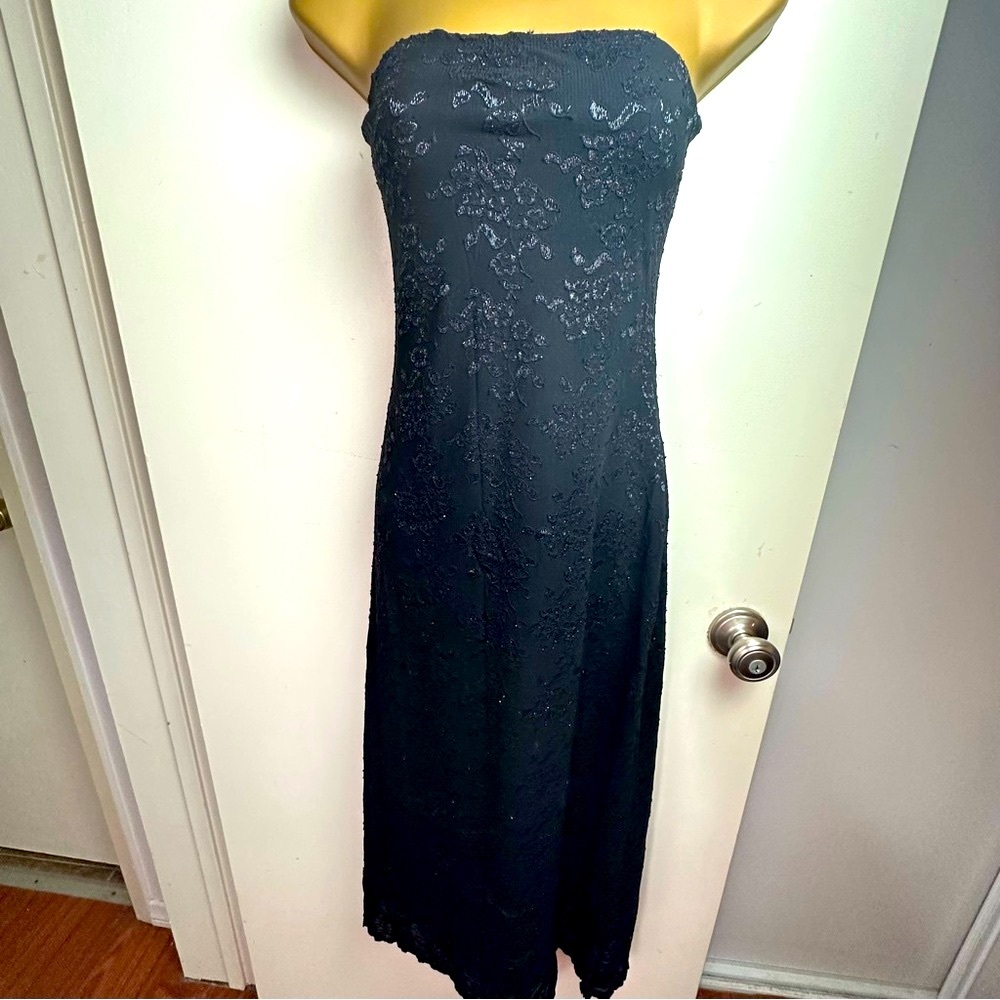 Charlotte Russe Black Floral Shimmer Y2KVintage DarkRomantic Whimsy Goth Dress L